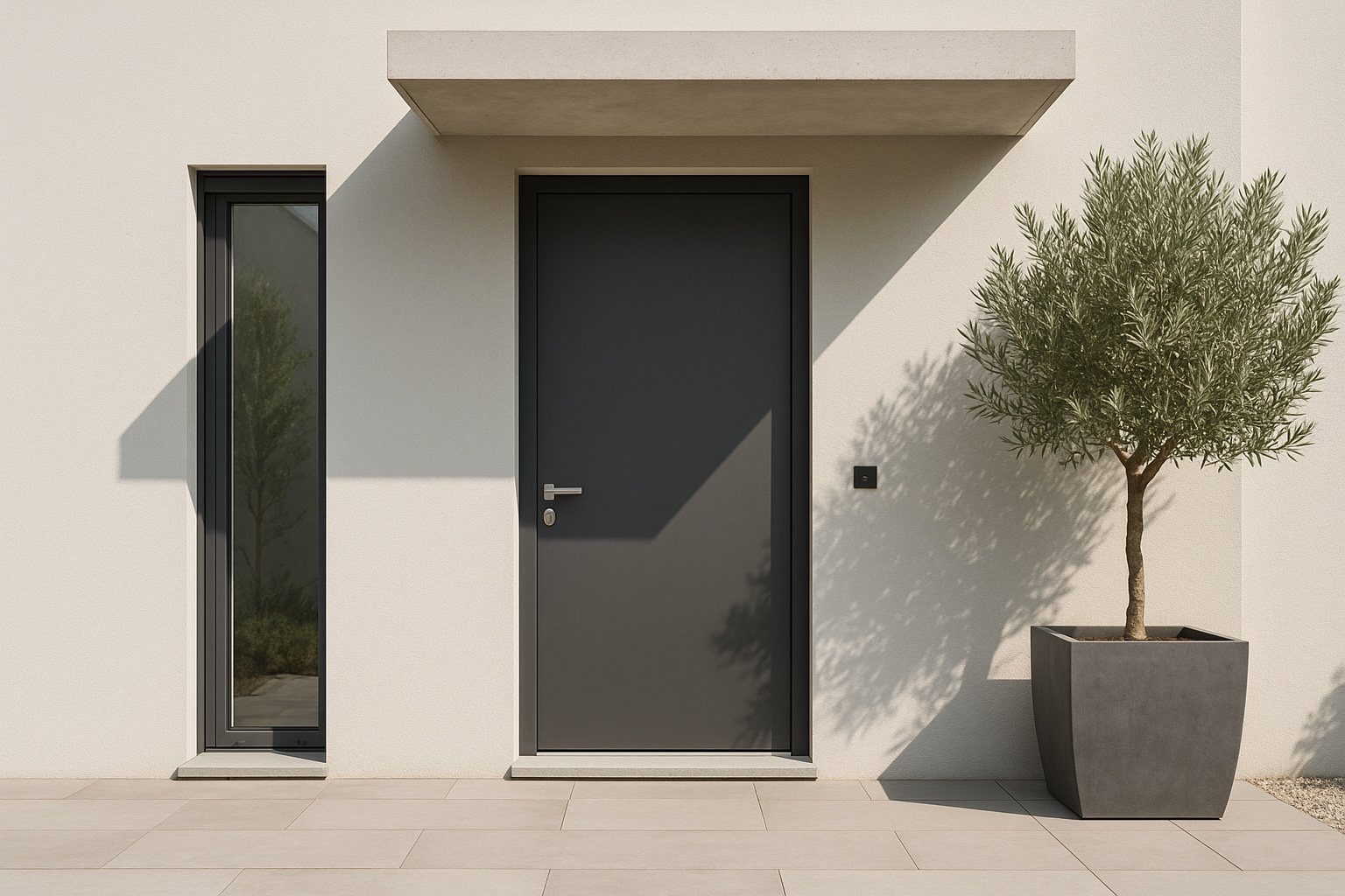 Porta blindata moderna coordinata con gli infissi