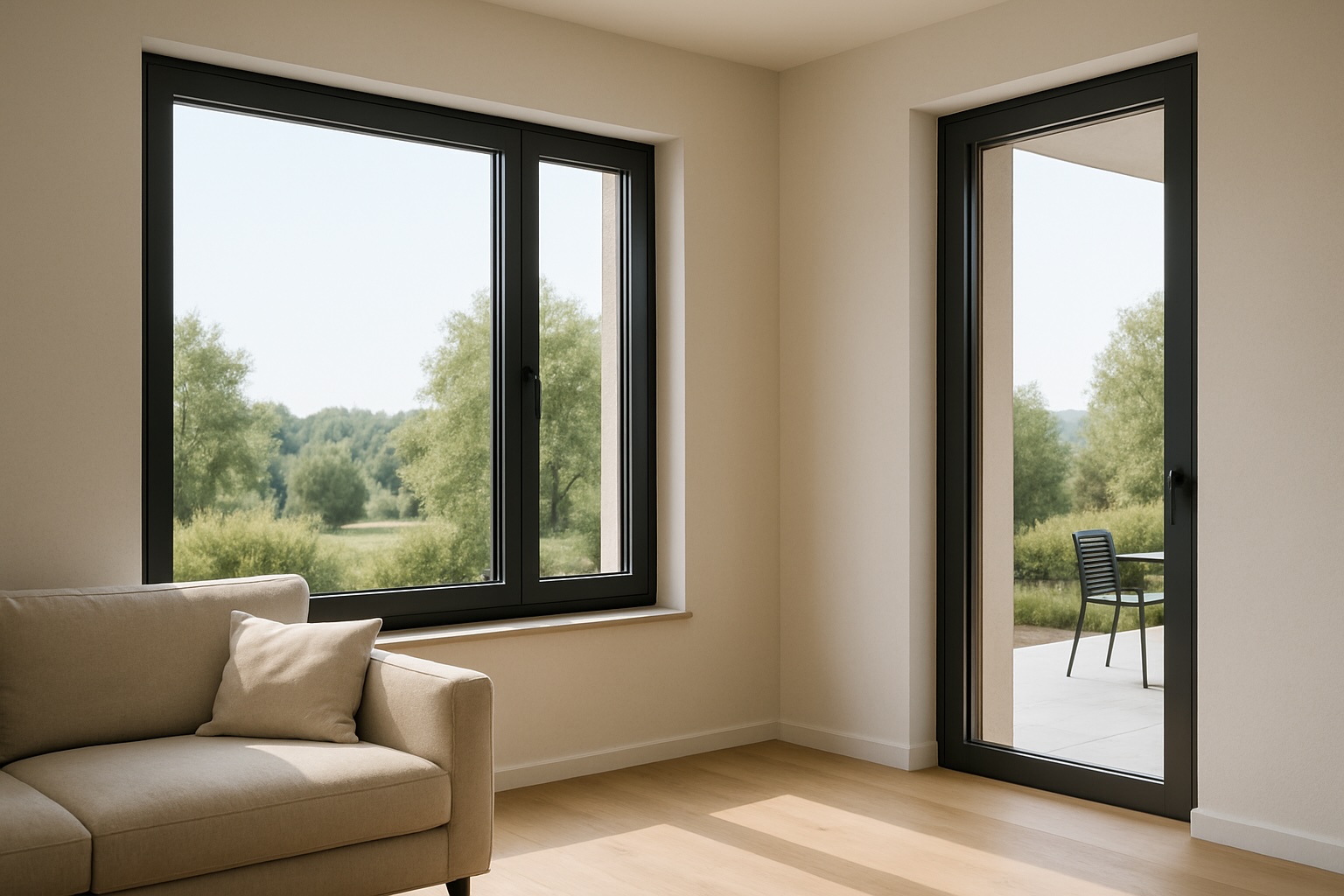 Infissi inseriti in un ambiente domestico luminoso